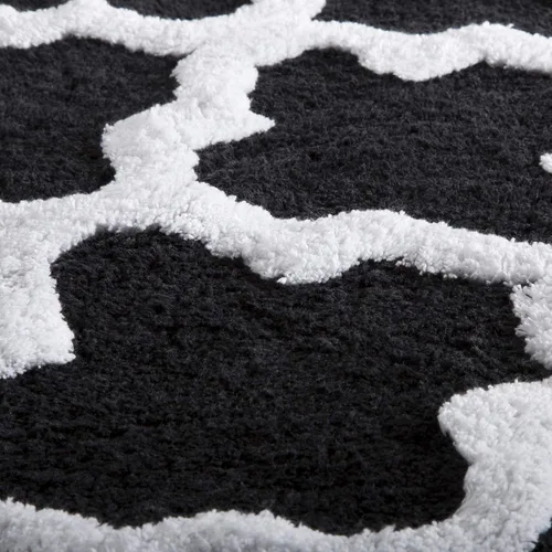 Vista 2 de Lavish Home Juego de alfombrillas de baño de enrejado de 2 piezas 100% algodón, color negro