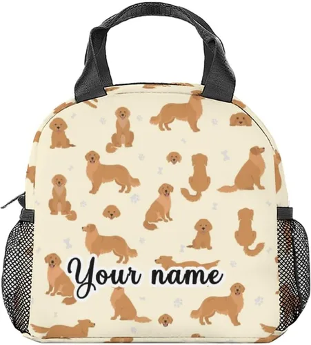 Vista 9 de Golden Retriever - Bolsa de almuerzo para niñas y niños, pequeñas bolsas de almuerzo aisladas, bonita lonchera reutilizable para niños, bolsas
