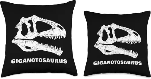 Vista 3 de Giganotosaurus Fossil Bones Paleontology Giganotosaurus - Almohada de dinosaurio cazador de fósiles de cráneo, 16 x 16 pulgadas, multicolor