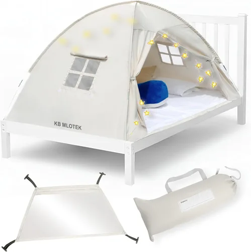 Vista 10 de Tienda de campaña de cama individual con diseño de animales para niños - Tiendas de ensueño mágicas para niños, toldo emergente para cama de niña