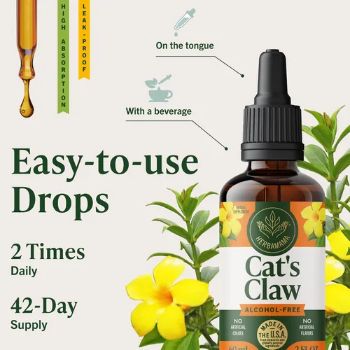 Vista 6 de HERBAMAMA Tintura de garra de gato – Suplemento vegano de extracto de uña de gato para apoyo inmunológico – Gotas Uncaria Tomentosa sin OMG, sin