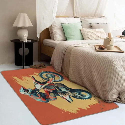 Vista 3 de Alfombra de motocross y decoración del hogar, alfombra de motocross de 2 x 3 pies para entrada, sala de estar, dormitorio, alfombra para niños, Dirt