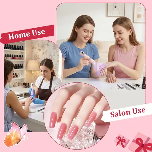 Vista 7 de Luz de uñas UV de mano con soporte, mini lámpara de uñas de mano con pantalla LED, lámpara de uñas recargable de curación flash, ajustes de Rosa