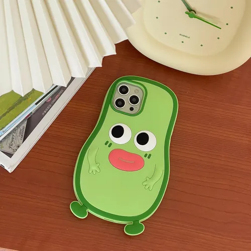 Vista 3 de Funda 3D de hombre aguacate para iPhone 13/iPhone 14 de 6.1 pulgadas, diseño de dibujos animados de lindo personaje Kawaii divertido
