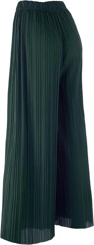 Vista 2 de Made By Johnny Pantalones palazzo plisados de pierna ancha con cordón para mujer