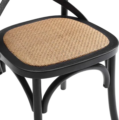 Vista 6 de Modway Gear - Silla de comedor de estilo rústico y moderno estilo granja, en madera de olmo y ratán, color negro
