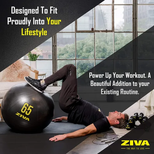 Vista 7 de Ziva Pelota de ejercicio de fitness con núcleo antiestallido, pelota de yoga antideslizante de grado profesional para equilibrio de estabilidad