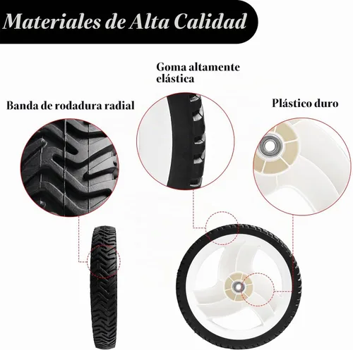 Vista 4 de Cluparis Ruedas traseras para cortacésped 105-1816 (paquete de 2), repuesto de 12 pulgadas para Toro Recycler 205-268 20012 20016 20019, ruedas