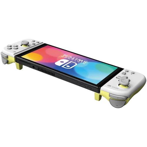 Vista 4 de HORI Nintendo Switch Split Pad Compact Light Gray Yellow - Ergonomic Controller for Handheld Mode - Officially Licensed by Nintendo