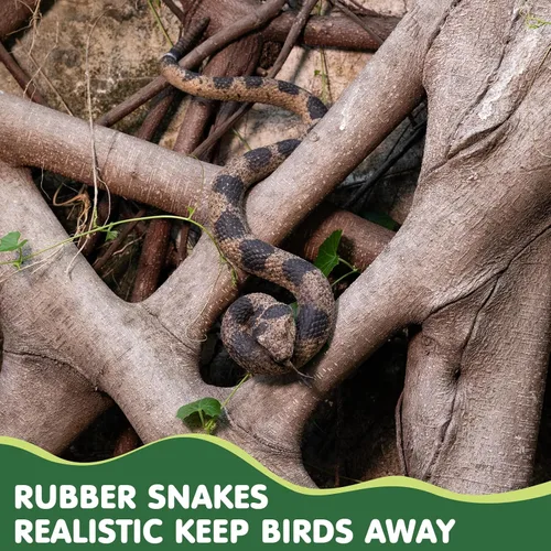 Vista 4 de 2 serpientes falsas realistas para jardín, mantienen alejados a pájaros y ardillas, juguete de serpiente de cascabel, accesorio de broma