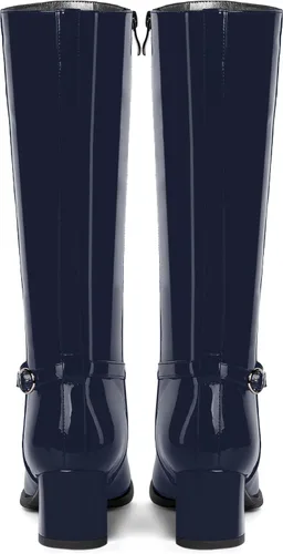 Vista 4 de SKYSTERRY Botas altas hasta la rodilla de tacón bajo con cremallera y puntera redonda para mujer de 2 pulgadas
