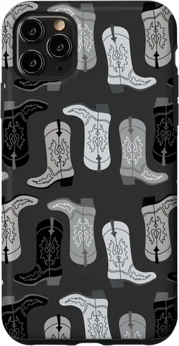 Vista 13 de Cowboy Boot Illustration Preppy Western in Black and White Case for iPhone 17