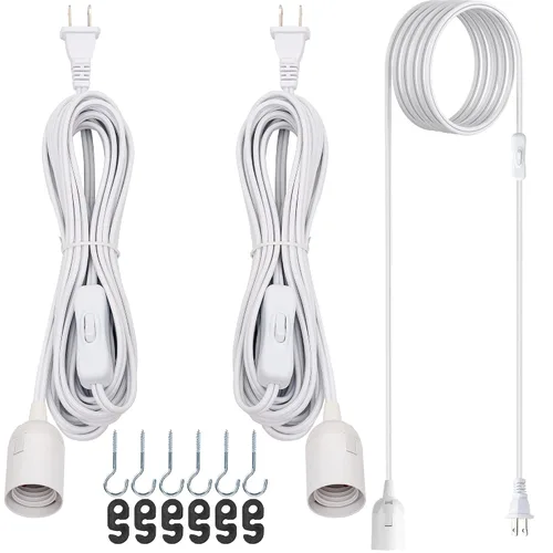 Vista 14 de JACKYLED Cable de extensión colgante para farol, UL 12 pies, E26 E27, interruptor de encendido/apagado, iluminación colgante para cocina