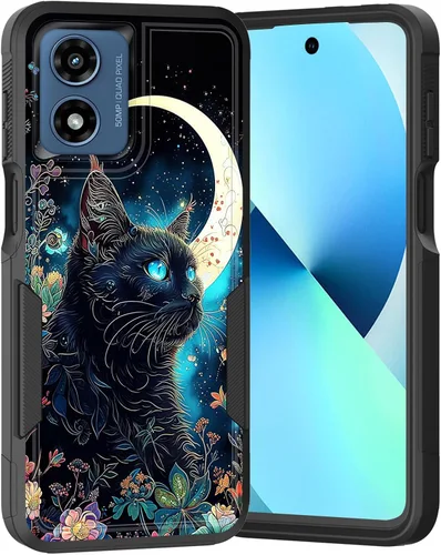Vista 156 de para Moto G Play 4G 2024, funda de dos capas híbrida resistente y a prueba de golpes, PC duro + silicona suave protectora para Motorola Moto G Play