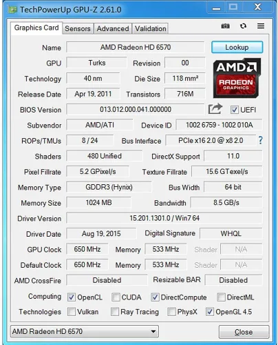 Vista 6 de Tarjeta gráfica Radeon HD 6570, dual HDMI, 1G GDDR3 de 64 bits, tarjetas de video PC, perfil bajo, GPU de computadora, PCI Express x 16, 60 W