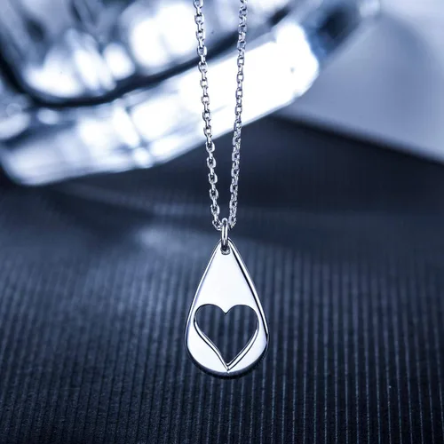 Vista 3 de CHICLOVE Conjuntos de joyería para dos hijas, collares de corazón, 2 collares de plata de ley
