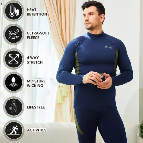 Vista 5 de romision Thermal Underwear for Men Long Johns Fleece Lined Hunting Gear Bottom Top Set Base Layer for Cold Weather XS-4XL
