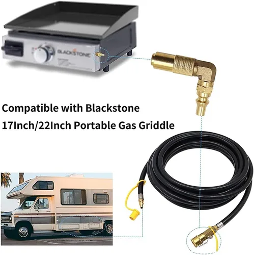 Vista 3 de Hooshing Adaptador de codo de conexión rápida RV de 1/4 de pulgada, ajuste de conversión de baja presión para Blackstone de 17 pulgadas y 22