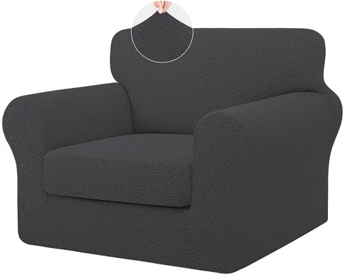 Vista 13 de ISSUNTEX 2 Piezas Fundas para Silla y Sofá de Alta Elasticidad Gruesas, Funda Suave para Sofá de 1 Cojín Separado, Tela Jacquard Funda Elástica