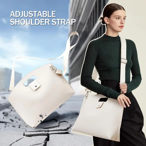 Vista 5 de KALIDI Bolso de Mensajero de 16 Pulgadas, Elegante, de Cuero Vegano, Maletín Bandolera, para Laptop de 15.6 Pulgadas, Bolso de Negocios, Trabajo
