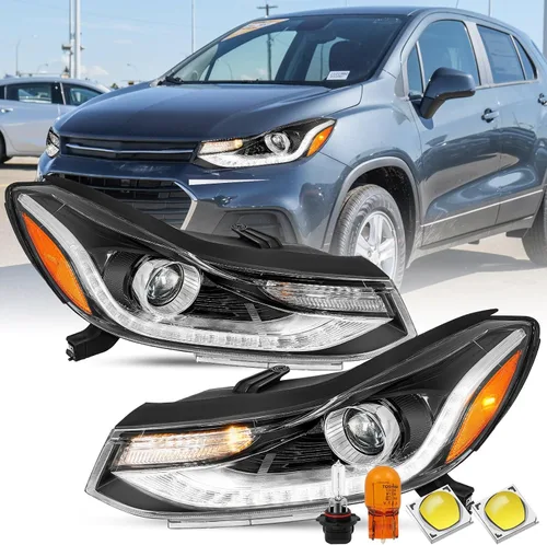 Vista 16 de SOCKIR Conjunto de faros delanteros Compatible con 2017-2022 Chevy TRAX sin DRL LED, no proyector, halógeno de reemplazo estilo OE, lámparas