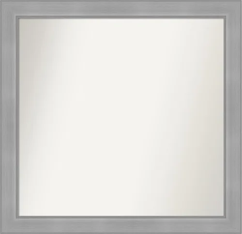 Vista 421 de Amanti Art Espejo de baño plateado para sobre el fregadero, 24 x 24 pulgadas, espejo cuadrado de peltre forjado a medida, marco de madera casual