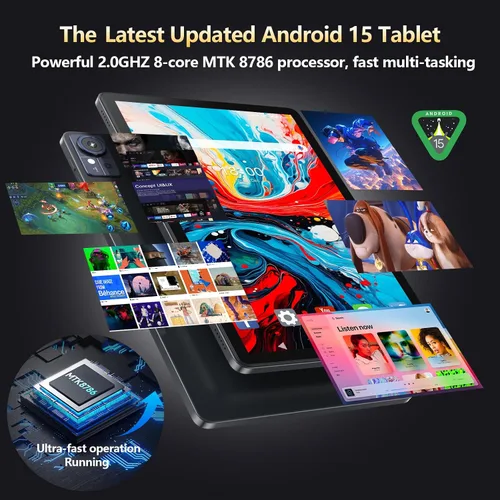 Vista 3 de Android 15 Tablet 2026 Última tableta de 11 pulgadas con teclado, 128 GB ROM 16 GB RAM 2TB Expand, 8000 mAh, tabletas Octa-Core con WiFi 5G/2.4G