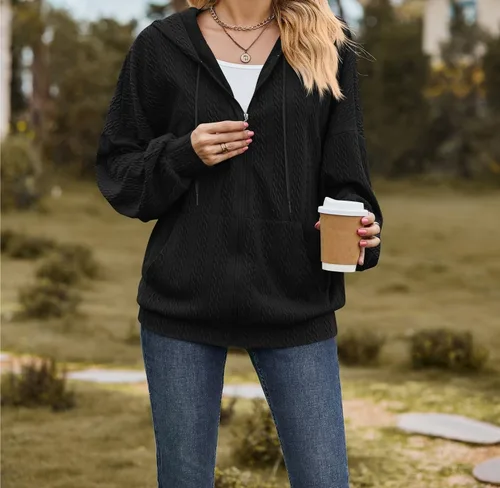 Vista 4 de ONDIAN Women's Oversized Zip Up Hoodies Long Sleeve Waffle Knit Casual Jackets Outerwear Fall Clothes Jacket Shirts Shacket
