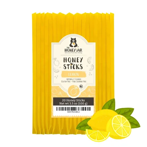 Vista 21 de The Honey Jar Palitos de miel con sabor a mora, pajitas de miel pura para el té, café o un placer saludable, una cucharadita de miel saborizada por