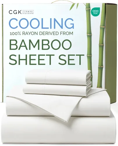 Vista 19 de Sábanas de bambú 100% rayón derivado de bambú, tamaño individual, sábanas refrescantes para individuales. Ropa de cama ultra suave, transpirable