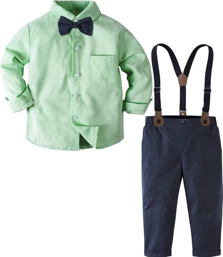 Vista 23 de A&J DESIGN Conjunto de ropa formal para niños pequeños con tirantes y tirantes