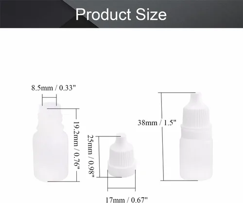 Vista 2 de Othmro 30 botellas de plástico de polietileno de 0.2 onzas, botellas de gotero de ojos de laboratorio, botellas de gota de líquido exprimible