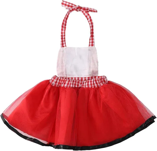 Vista 4 de HIHCBF - Disfraz de caperucita roja para Halloween, vestido de tutú con capa de capa, cuento de hadas