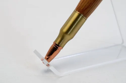 Vista 2 de Whiskey Barrel Bolt Action Bullet Pen in Antique Brass Finish with Velvet Pouch