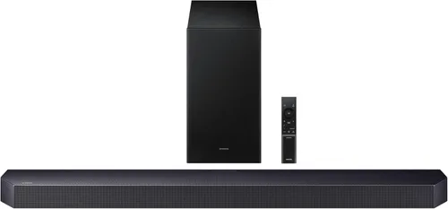 Vista 9 de Samsung Barra de sonido HW-B400F Serie B de 2.0 canales con woofer integrado, mejora de voz y modo nocturno, expansión de sonido envolvente, barra