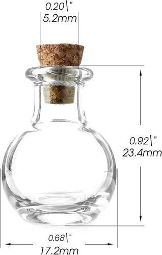 Vista 2 de Botellas de cristal pequeñas de 0.1 fl oz con tapón de corcho. Botella de deseos para bodas, fiestas, bricolaje, etc.
