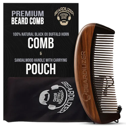 Vista 7 de Beardilizer Kit de cepillo para barba, cepillo de cerdas de jabalí 100% puro, peine de madera de lujo y 2 tijeras para bigote, aseo y cuidado