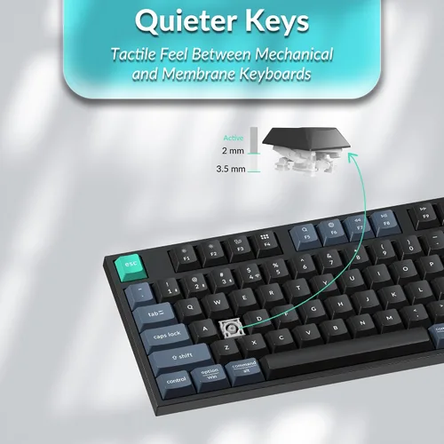 Vista 6 de Keychron B33 2.4 GHz Wireless Bluetooth Keyboard Silent Typing 80% TKL Layout Launcher Support Ergonomic Angle Compatible for Mac Windows Linux-Deep