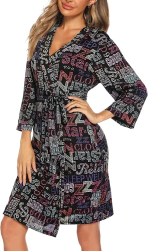Vista 4 de ENJOYNIGHT Conjunto de bata sexy con cuello en V de 2 piezas para mujer, camisón de lencería con batas, conjunto de pijama de encaje