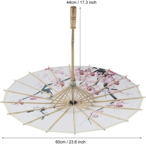 Vista 2 de Tyenaza Sombrilla de papel, sombrilla china japonesa con ciruela, paraguas de papel de aceite para boda, decoración de fiesta, decoración de fiesta