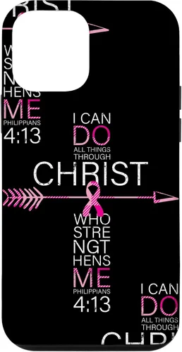 Vista 16 de Breast Cancer Phone Cases Women Philippians 4:13 Pink Cancer Case for iPhone 17