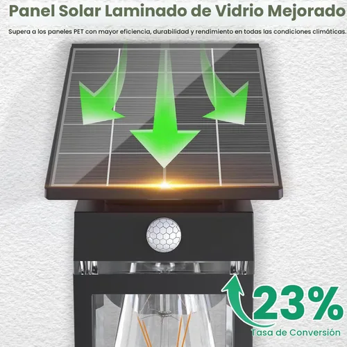 Vista 3 de Luces Solares de Porch al Aire Libre, del Anochecer al Amanecer y Luz de Pared con Sensor de Movimiento con Forma de Linterna, 3 Modos IP65