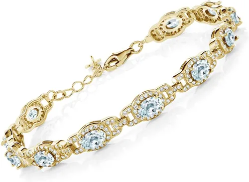 Vista 10 de Gem Stone King Oval Halo Gemstone Tennis Bracelet Nano Esmeralda