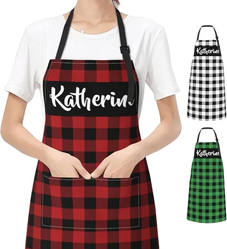 Vista 11 de Delantales de cocina personalizados para hombres y mujeres con bolsillos, personalizable, foto, logotipo, imagen, nombre, chef cocinero, delantal