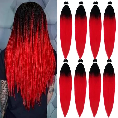 Vista 28 de Pelo trenzado corto 1B negro preestirado Extensiones de pelo trenzado para niños para trenzas de caja sin nudos, pelo trenzado preestirado de 16