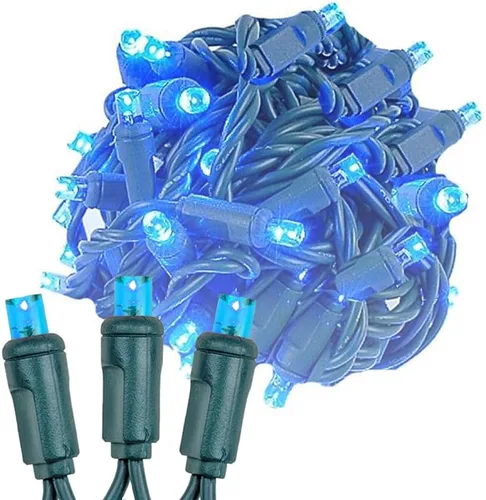 Vista 14 de Novelty Lights - Cadena de 11 pies con 50 luces LED ámbar para Navidad, para interior/exterior, espaciado de 2.5", luces de cadena de alambre verde