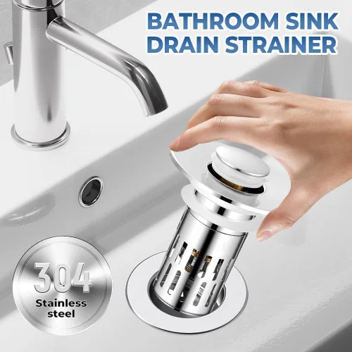 Vista 2 de Colador de drenaje 3 en 1 para fregadero de baño, colador de drenaje de fregadero de cocina con atrapador de pelo, filtro de drenaje de piso