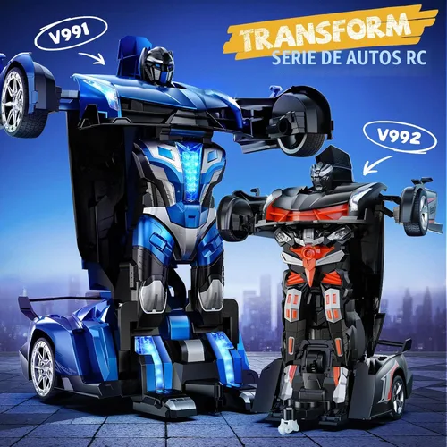 Vista 6 de Veeniix V991 Transform - Auto de control remoto de transformación, tamaño grande 1:10, 2 baterías recargables para 70 minutos, detección de gestos