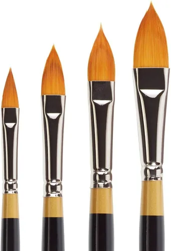 Vista 2 de KINGART Original Gold 9930 Series, Golden Taklon Oval Floral Petal Artist Brush (juego de 4) Negro, B-100