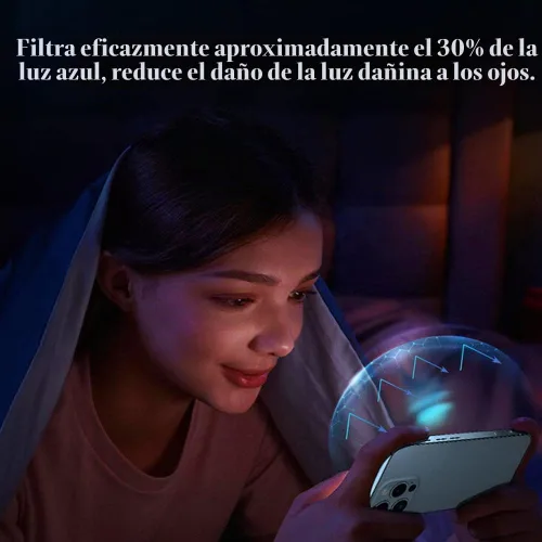 Vista 2 de PERFECTSIGHT Protector de pantalla antiluz azul diseñado para iPhone 14 Pro 2022 de 6.1 pulgadas, paquete de 2 vidrios templados con bloqueo de luz